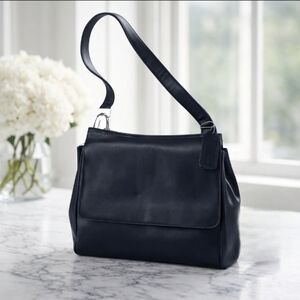 Aurielle Navy Blue Leather Shoulder Bag NWT